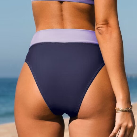 CUPSHE Lavender Dream High Cut Bikini Bottom | Size Medium | V Waist Purple NEW - Picture 4 of 4